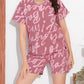 Pink Printed Half Sleeves Round Neck