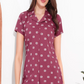 Rose Pink Printed Half Sleeves Round Neck