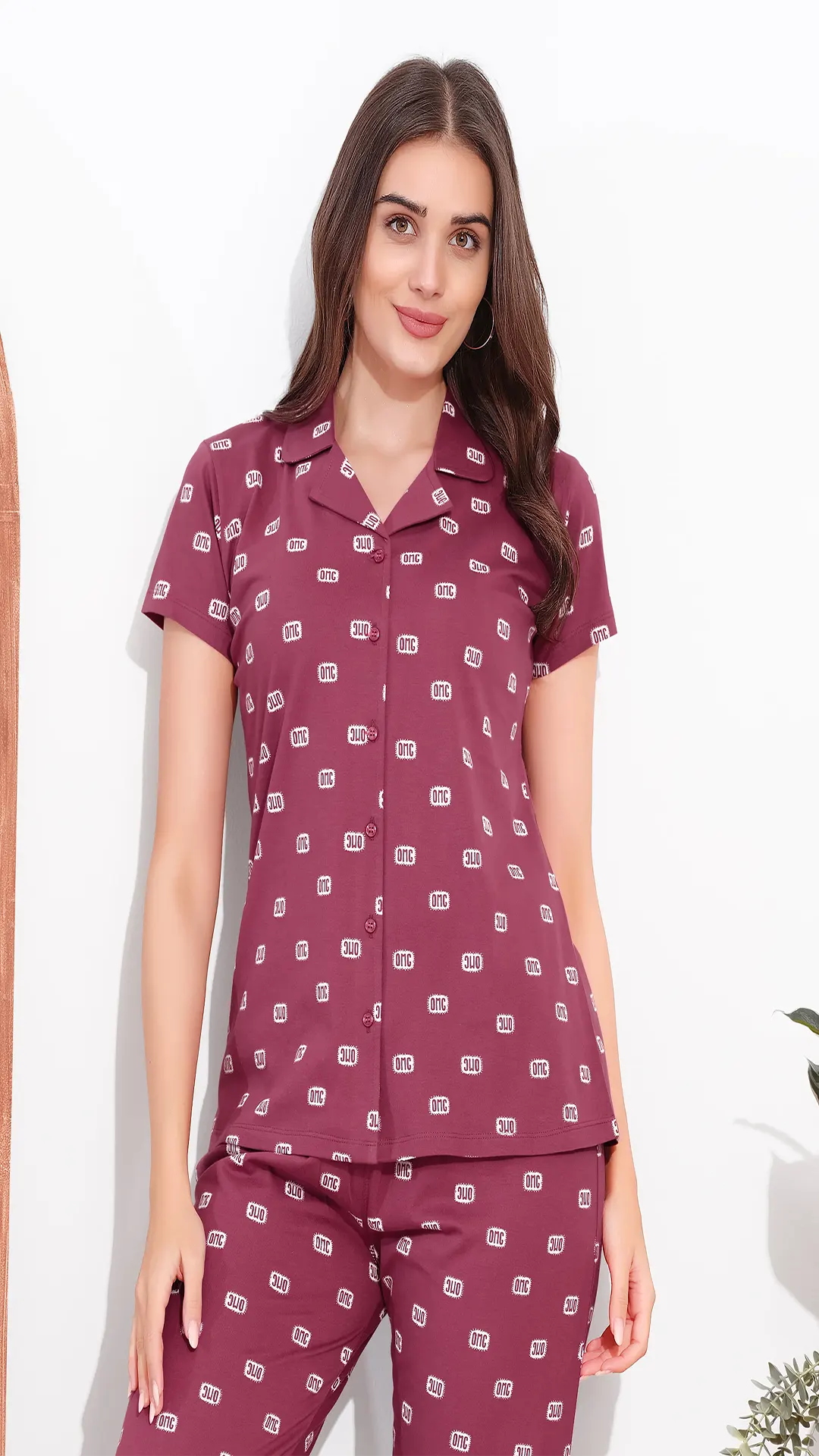 Rose Pink Printed Half Sleeves Round Neck