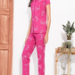 Pink Printed Half Sleeves Round Neck