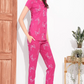 Pink Printed Half Sleeves Round Neck
