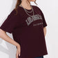 Wine Printed Half Sleeves Round Neck