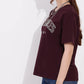 Wine Printed Half Sleeves Round Neck