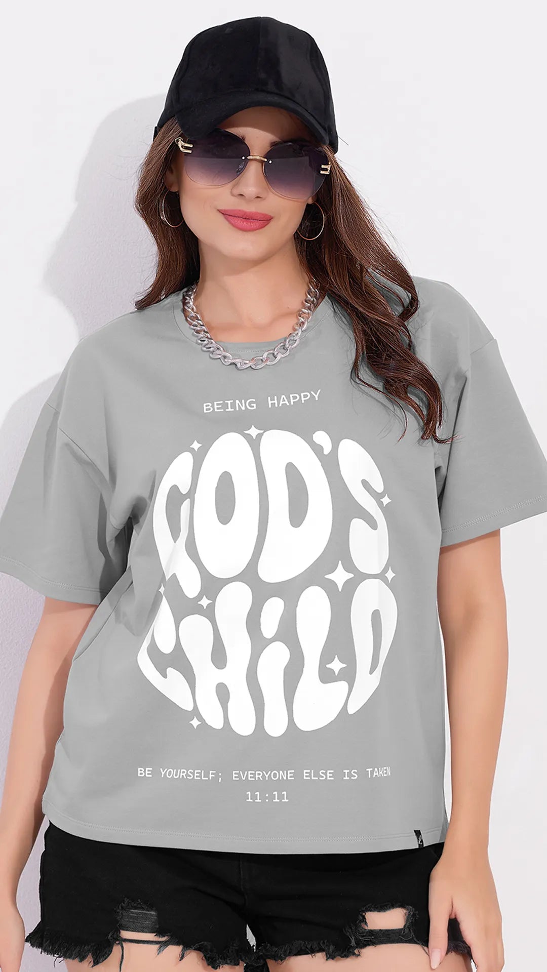 Cement Printed Half Sleeves Round Neck