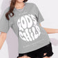 Cement Printed Half Sleeves Round Neck