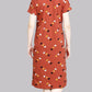 Sukanya  Women's Printed Lounge Wear Gown - Orange, Regular Fit, Ideal for Women's, Sinker Fabric, Half Sleeves, Round Neck