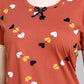 Sukanya  Women's Printed Lounge Wear Gown - Orange, Regular Fit, Ideal for Women's, Sinker Fabric, Half Sleeves, Round Neck