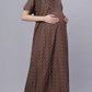 Sukanya Comfortable Women's Full Length Cotton Blend Half Sleeves Nighty, Green & Gray Soft and Elegant Print Sleepwear