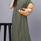 Sukanya Comfortable Women's Full Length Cotton Blend Half Sleeves Nighty, Green & Gray Soft and Elegant Print Sleepwear