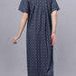 Sukanya Comfortable Women's Full Length Cotton Blend Half Sleeves Nighty, Green & Gray Soft and Elegant Print Sleepwear