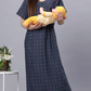 Sukanya Comfortable Women's Full Length Cotton Blend Half Sleeves Nighty, Green & Gray Soft and Elegant Print Sleepwear