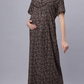 Sukanya Comfortable Women's Full Length Cotton Blend Half Sleeves Nighty, Blue, Coffee & Maroon, Soft and Elegant Print Sleepwear