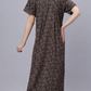 Sukanya Comfortable Women's Full Length Cotton Blend Half Sleeves Nighty, Blue, Coffee & Maroon, Soft and Elegant Print Sleepwear