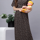 Sukanya Comfortable Women's Full Length Cotton Blend Half Sleeves Nighty, Blue, Coffee & Maroon, Soft and Elegant Print Sleepwear