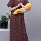 Sukanya Comfortable Women's Full Length Cotton Blend Half Sleeves Nighty, Blue, Coffee & Maroon, Soft and Elegant Print Sleepwear