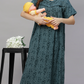 Sukanya Comfortable Women's Full Length Cotton Blend Half Sleeves Nighty, Green, Maroon & Coffee, Soft and Elegant Print Sleepwear
