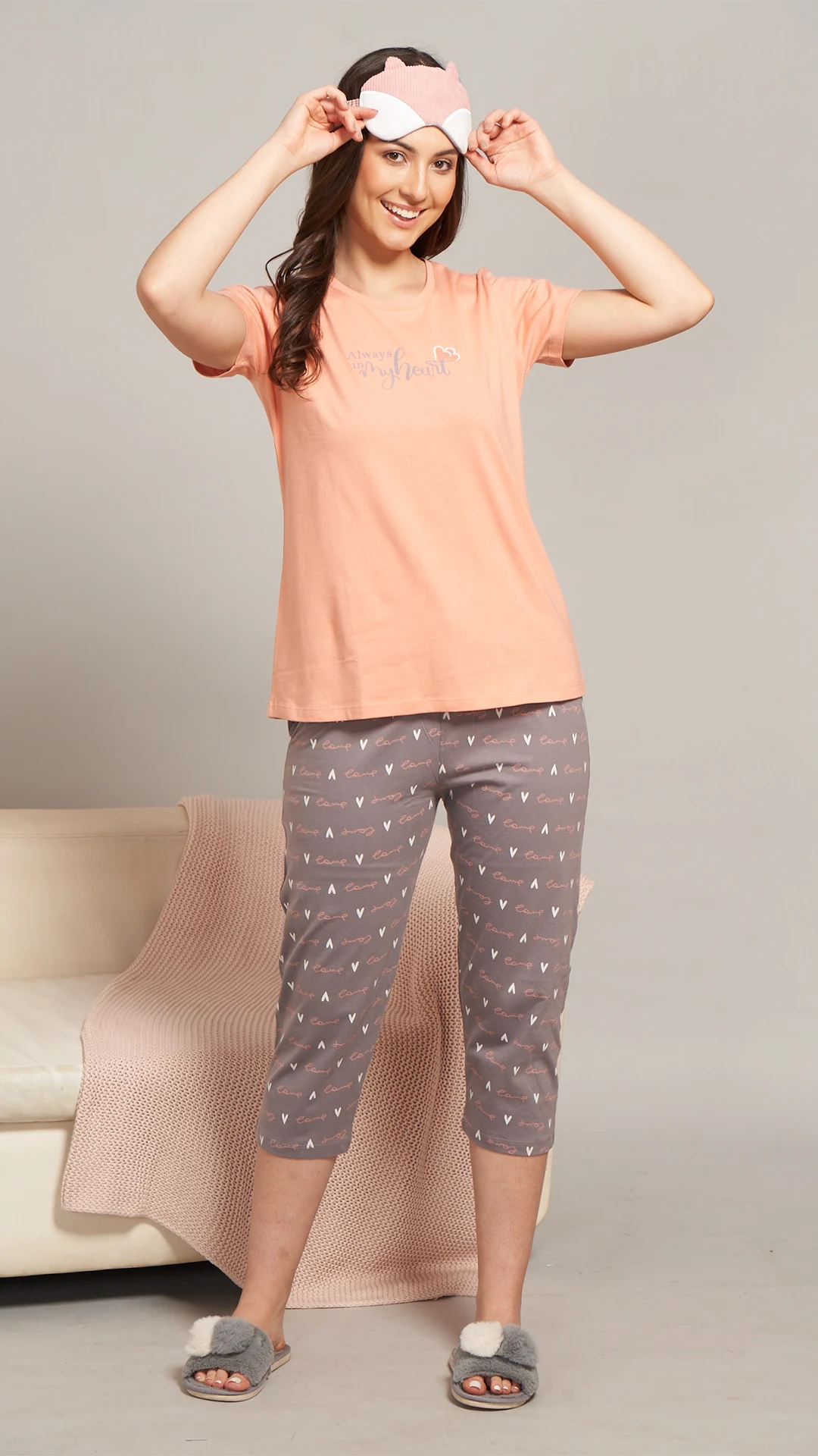Sukanya  Women's Printed Sinker Capri Set | Regular Fit Loungewear | Ideal for Women | Lounge Wear Nightdress Capri Set Sleepwear | Orange Printed Half Sleeves Round Neck