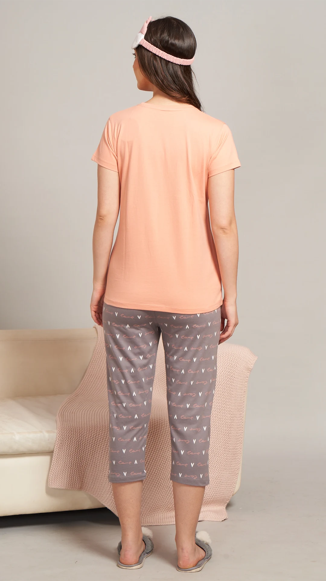 Sukanya  Women's Printed Sinker Capri Set | Regular Fit Loungewear | Ideal for Women | Lounge Wear Nightdress Capri Set Sleepwear | Orange Printed Half Sleeves Round Neck