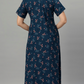 Sukanya Women's Leaf Print Lounge Wear Gown -VISCOSE POLYSTER, Regular Fit, Half Sleeves, Round Neck