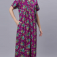 Sukanya Comfortable Women's Full Length Cotton Blend Half Sleeves Nighty, Red, Black, Magenta & Maroon, Soft and Elegant Print Sleepwear