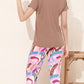 Fawn Printed Half Sleeves Round Neck