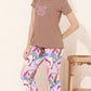 Fawn Printed Half Sleeves Round Neck