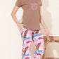 Fawn Printed Half Sleeves Round Neck