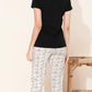 Black Printed Half Sleeves Round Neck