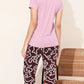Lilac Pink Printed Half Sleeves Round Neck