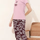 Lilac Pink Printed Half Sleeves Round Neck
