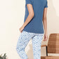 BLUE Printed Half Sleeves Round Neck