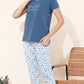 BLUE Printed Half Sleeves Round Neck