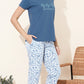 BLUE Printed Half Sleeves Round Neck