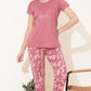 Pink Printed Half Sleeves Round Neck