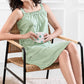 Sukanya  Women's Printed Lounge Wear Gown - Pista, Regular Fit, Ideal for Women's, Sinker Fabric, Half Sleeves, Round Neck