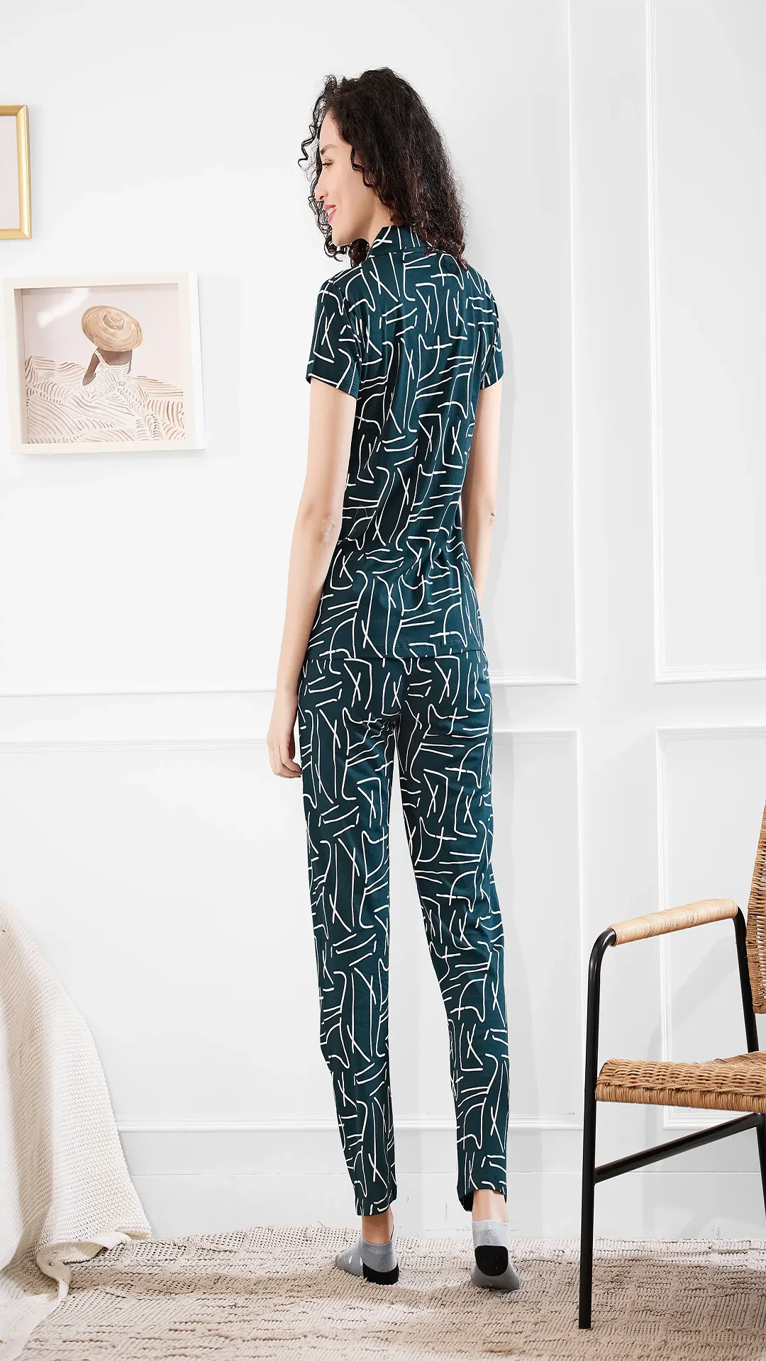 Peacock Printed Half Sleeves Round Neck
