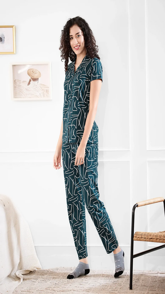 Peacock Printed Half Sleeves Round Neck