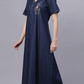 Sukanya Comfortable Women's Full Length Cotton Blend Half Sleeves Nighty, Denim, Soft and Elegant Print Sleepwear