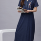 Sukanya Comfortable Women's Full Length Cotton Blend Half Sleeves Nighty, Denim, Soft and Elegant Print Sleepwear