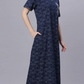 Sukanya Comfortable Women's Full Length Cotton Blend Half Sleeves Nighty, Blue, Soft and Elegant Print Sleepwear