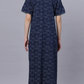 Sukanya Comfortable Women's Full Length Cotton Blend Half Sleeves Nighty, Blue, Soft and Elegant Print Sleepwear