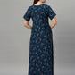Sukanya Women's Leaf Print Lounge Wear Gown -VISCOSE POLYSTER, Regular Fit, Half Sleeves, Round Neck