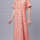 Sukanya Comfortable Women's Full Length Cotton Blend Half Sleeves Nighty, Gold, Mehendi & Orange, Soft and Elegant Print Sleepwear