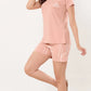Sukanya  Women's Printed Sinker Nightsuit Set, Regular Fit Loungewear, Ideal for Women, Lounge Wear Nightdress Pyjama Set Sleepwear, Peach Printed Half Sleeves Round Neck