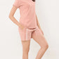 Sukanya  Women's Printed Sinker Nightsuit Set, Regular Fit Loungewear, Ideal for Women, Lounge Wear Nightdress Pyjama Set Sleepwear, Peach Printed Half Sleeves Round Neck