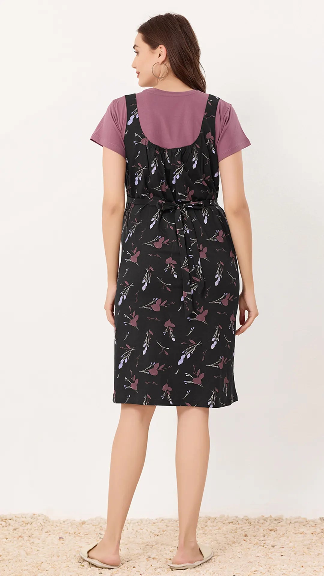 Black Printed Half Sleeves Round Neck