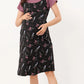 Black Printed Half Sleeves Round Neck