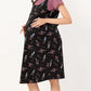 Black Printed Half Sleeves Round Neck