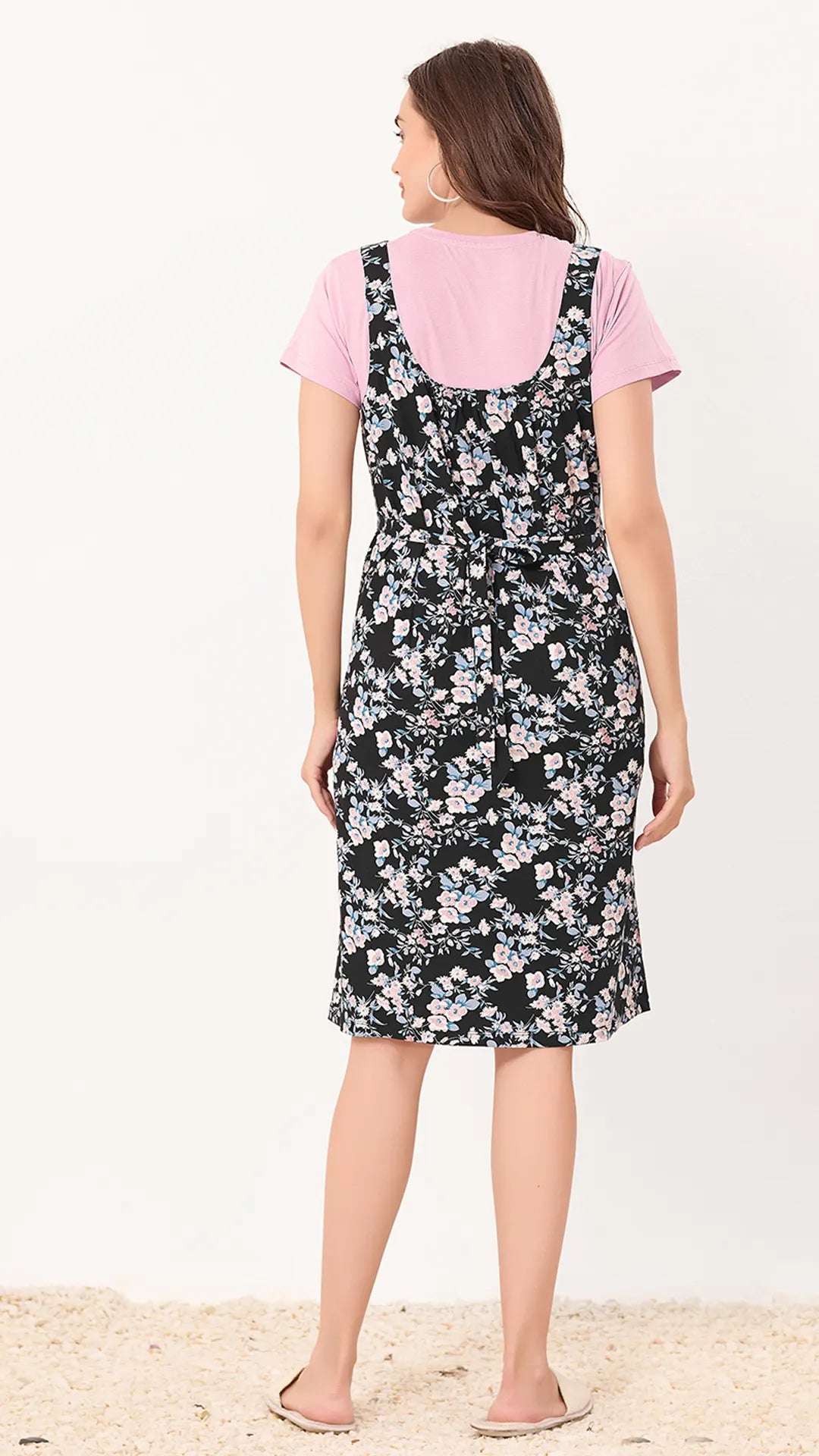 Black Printed Half Sleeves Round Neck
