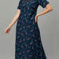 Sukanya Women's Leaf Print Lounge Wear Gown -VISCOSE POLYSTER, Regular Fit, Half Sleeves, Round Neck